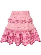 Alexis Gingham Skirt With Embroidered Design