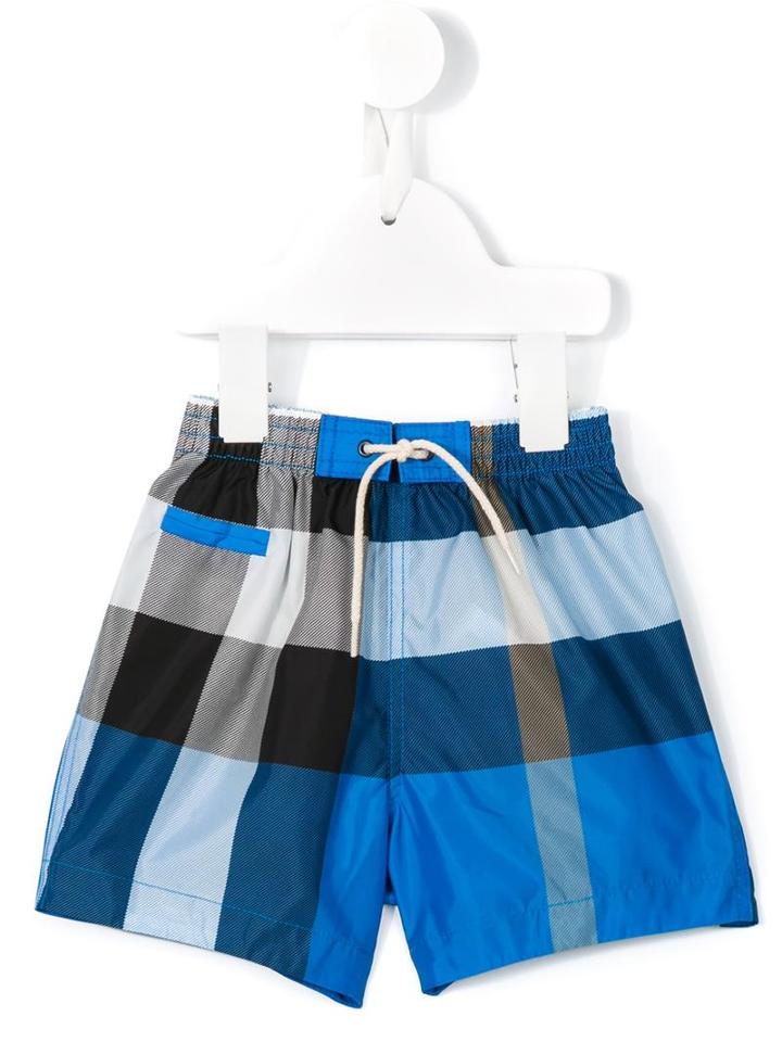 Burberry Kids Check Casual Shorts, Infant Boy's, Size: 9 Mth, Blue