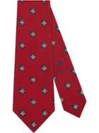Gucci Silk Tie With Bee Emblem - Red