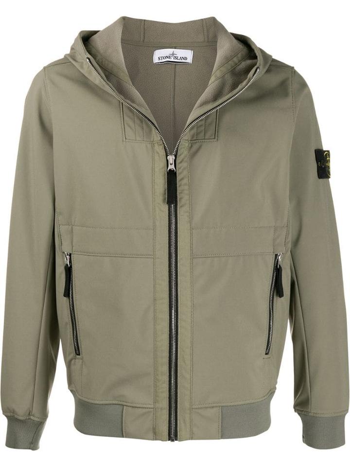 Stone Island Hooded Bomber Jacket - Green