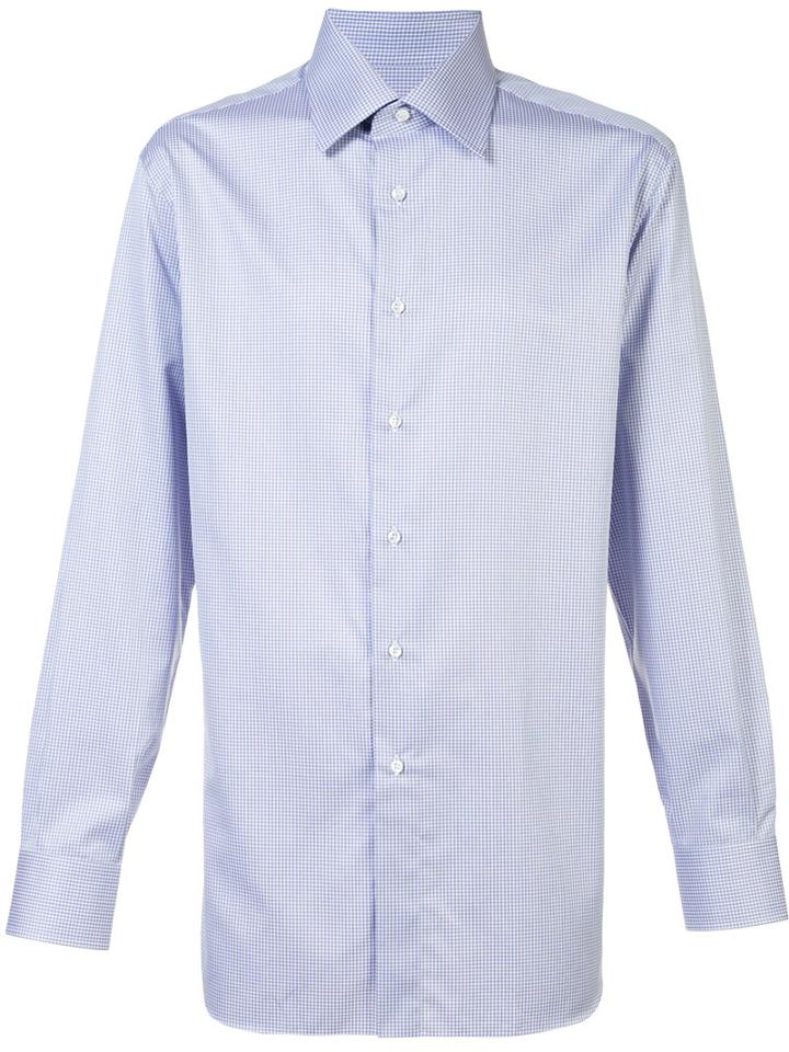 Brioni Clark Shirt, Men's, Size: 15 1/2, Pink/purple, Cotton
