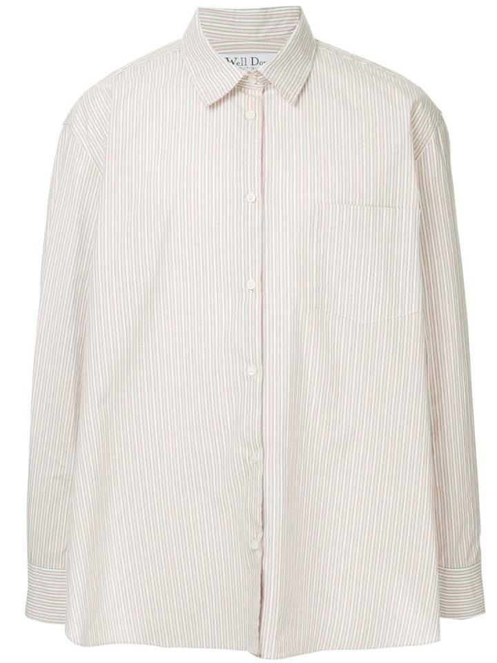 We11done Oversized Striped Shirt - Pink & Purple