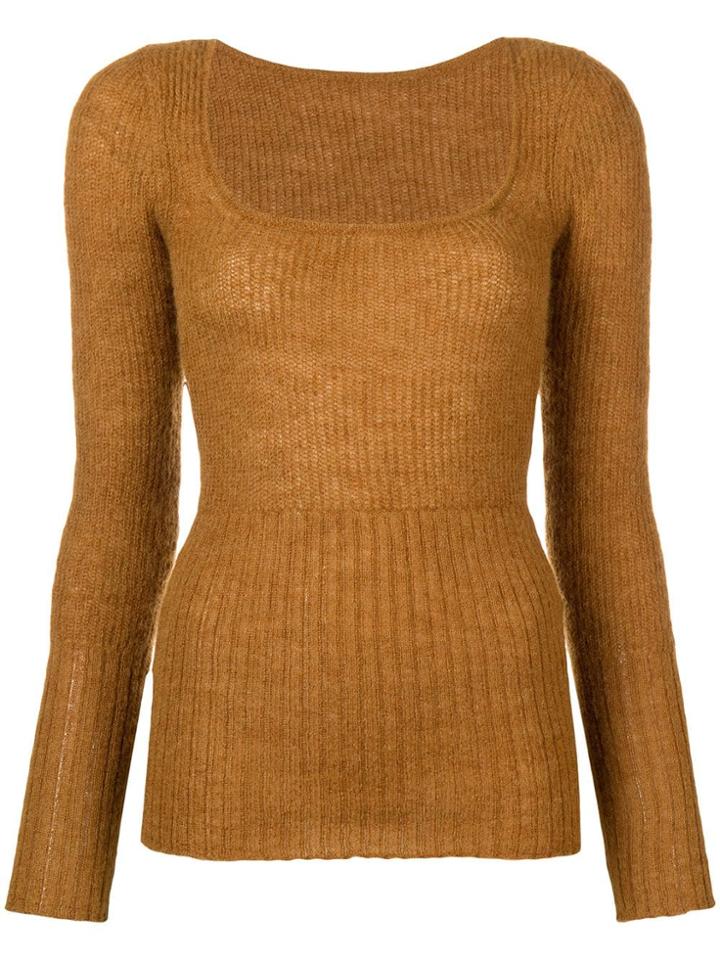 Jacquemus Ribbed Knit Sweater - Brown