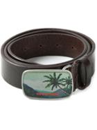 Dsquared2 Palm Tree Buckle Belt, Men's, Size: 100, Brown, Calf Leather