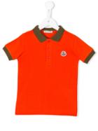 Moncler Kids Contrast Collar Polo Shirt, Boy's, Size: 8 Yrs, Yellow/orange