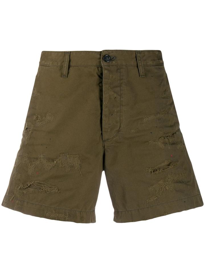 Dsquared2 Distressed Wide-leg Shorts - Green