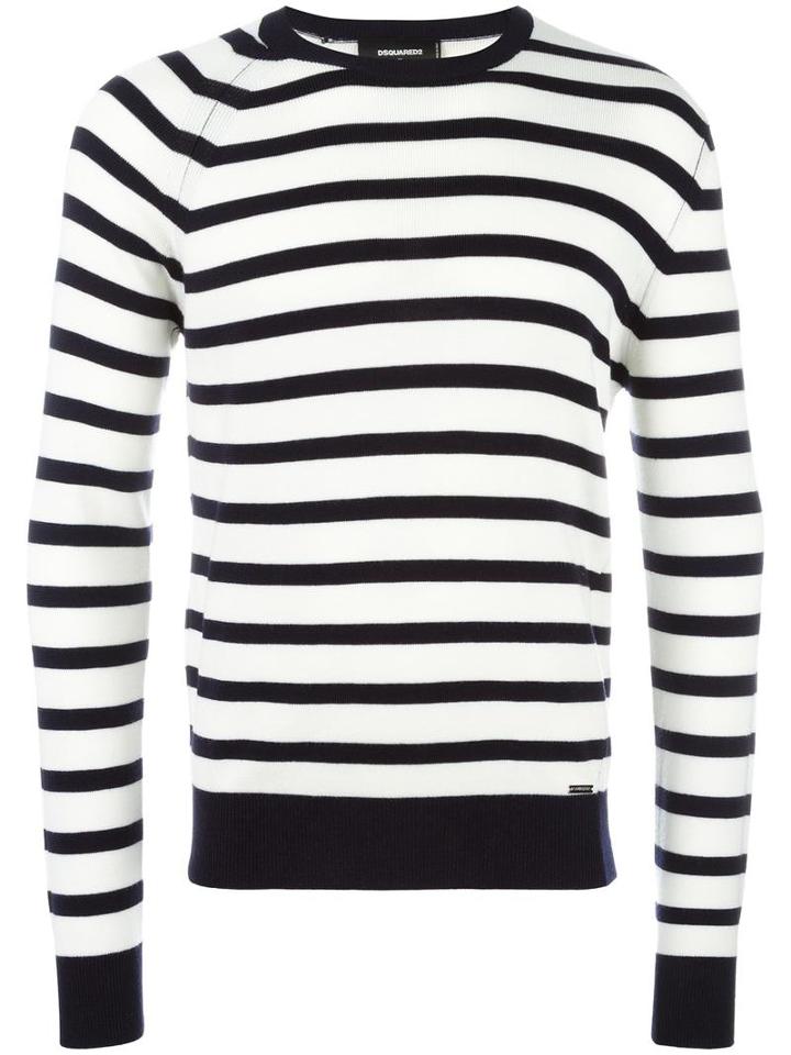 Dsquared2 Striped Crew Neck Jumper, Men's, Size: Xl, Black, Wool