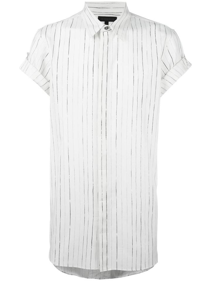 Ann Demeulemeester Grise Striped Shortsleeved Shirt, Men's, Size: Small, White, Cotton