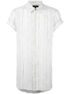 Ann Demeulemeester Grise Striped Shortsleeved Shirt, Men's, Size: Small, White, Cotton