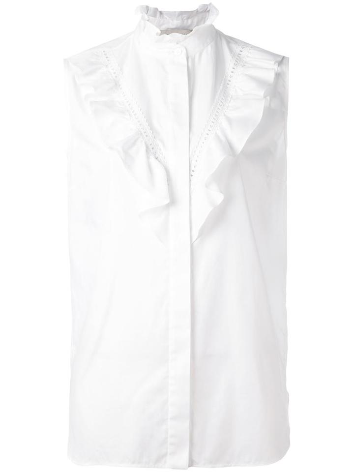 Stella Mccartney Ruffle Detail Sleeveless Shirt, Women's, Size: 46, White, Cotton