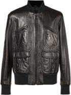 Neil Barrett Zipped Jacket, Men's, Size: Medium, Black, Cupro/leather