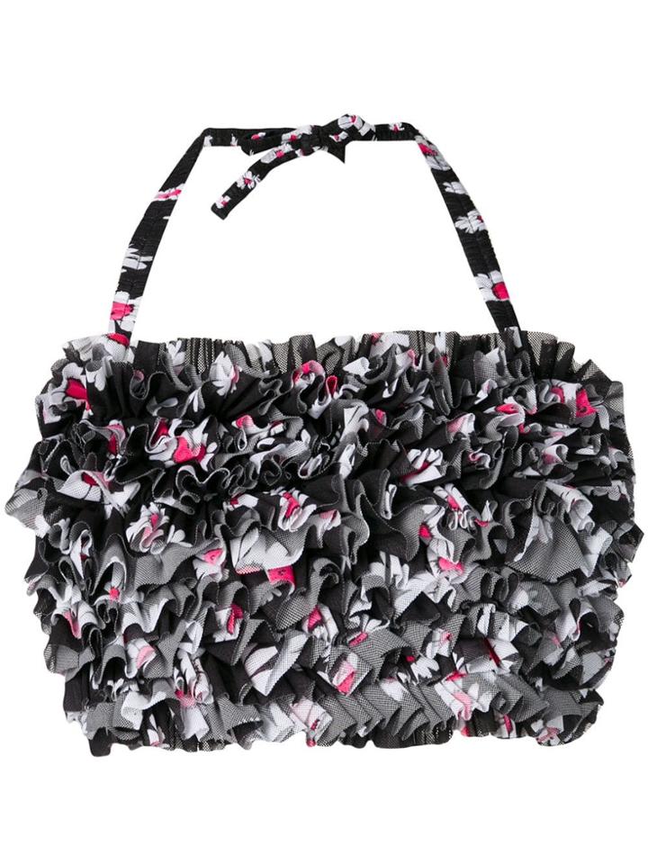 Molly Goddard Floral Frilled Crop Top - Black