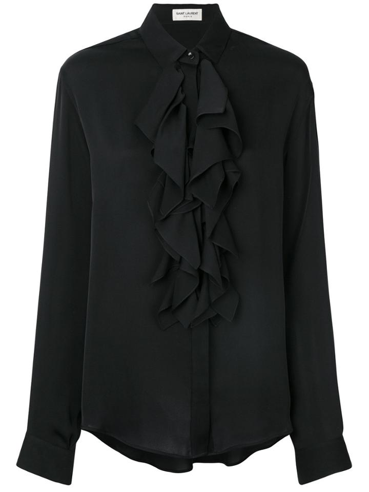 Saint Laurent Ruffle Placket Shirt - Black