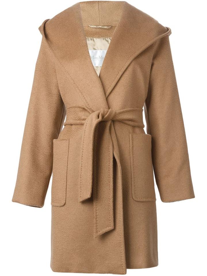 Max Mara Hooded Wrap Coat, Women's, Size: 44, Brown, Viscose/camel Hair