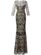 Marchesa Notte Embroidered Gown, Women's, Size: 2, Black, Nylon