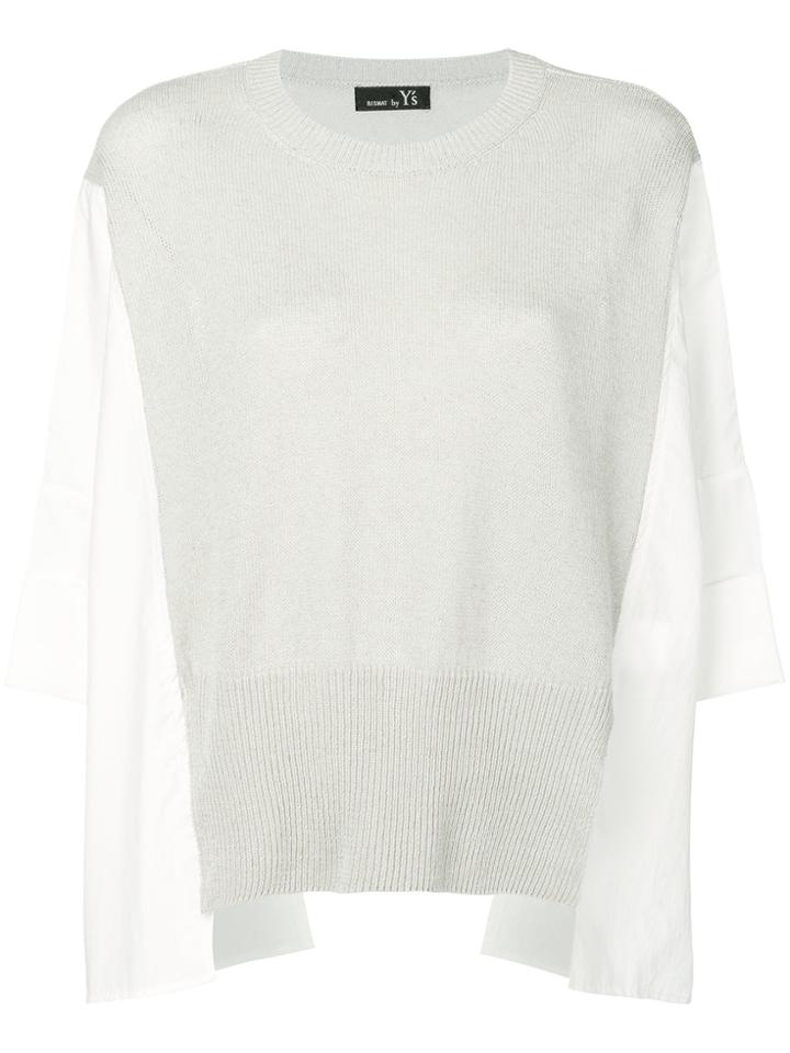 Y's Contrast Half Knit Top - Grey