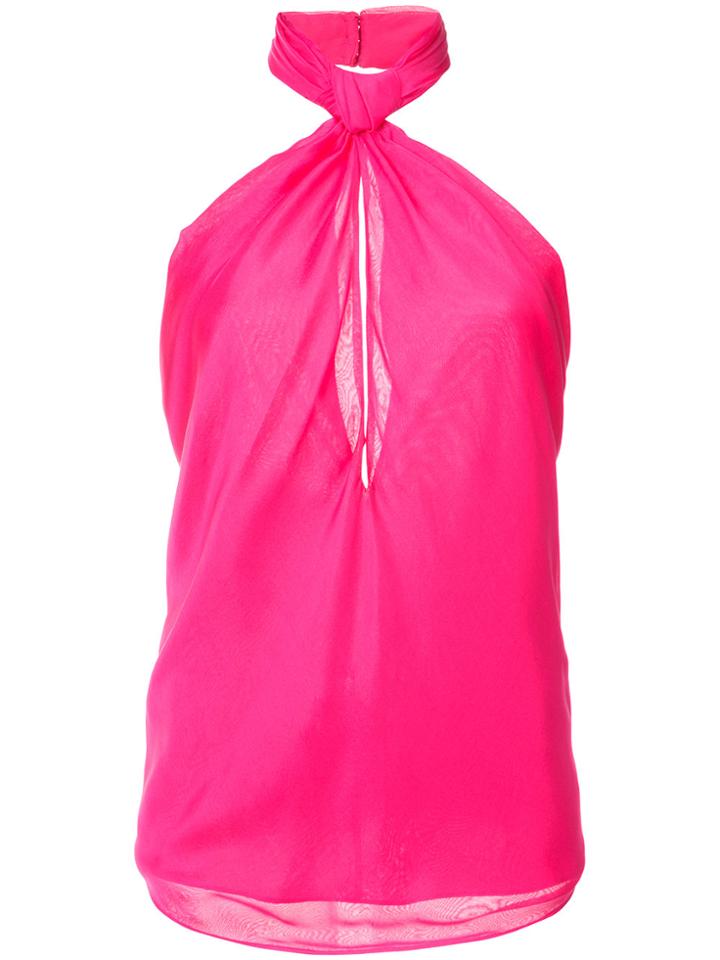 Brandon Maxwell Halter Neck Top - Pink & Purple