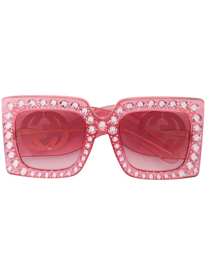 Gucci Eyewear Hollywood Forever Crystal Embellished Oversized