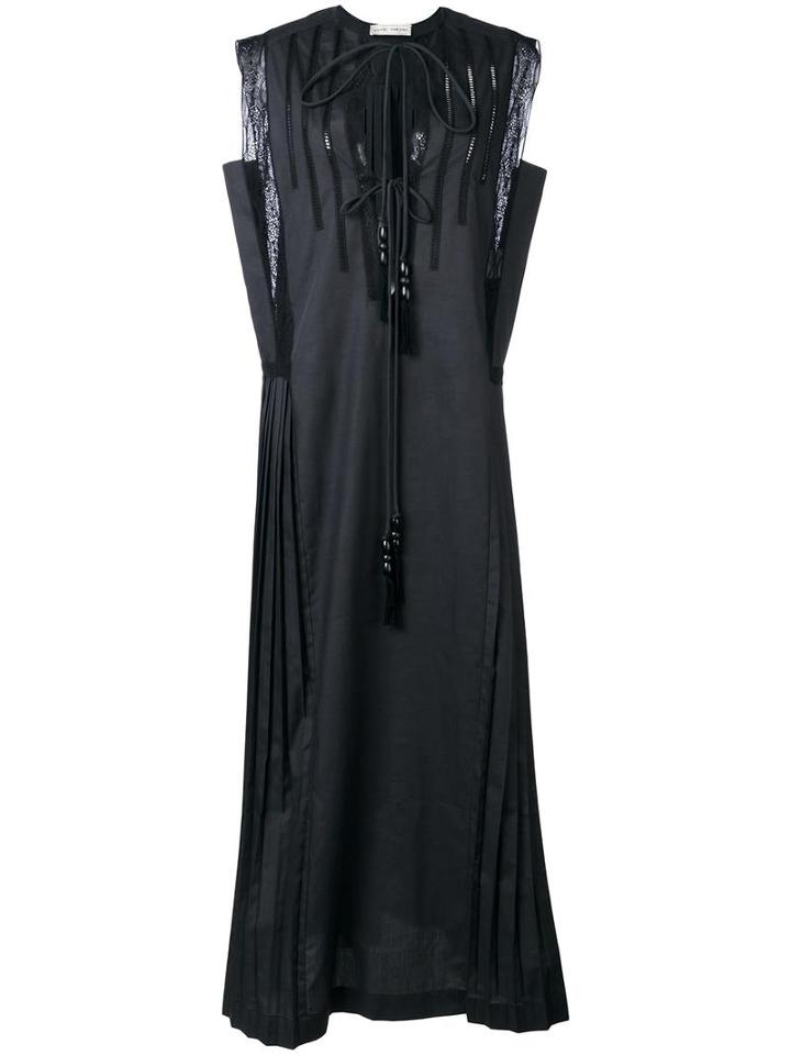Veronique Branquinho Sleeveless Pleated Dress, Women's, Size: 44, Black, Cotton/polyester
