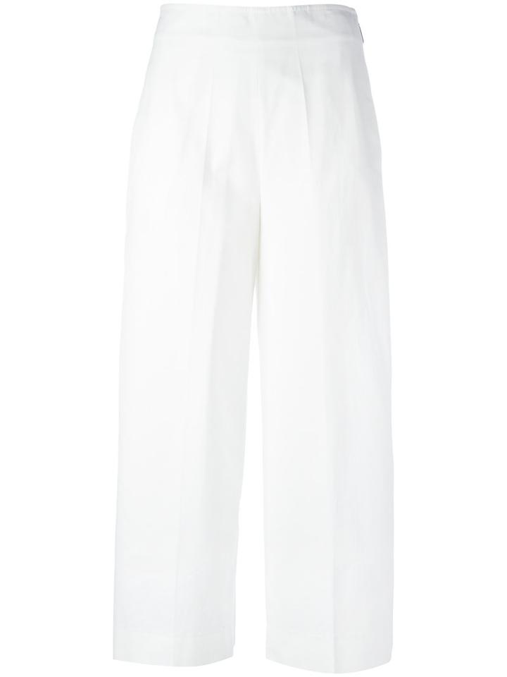 Msgm Flared Cropped Trousers, Women's, Size: 44, White, Cotton