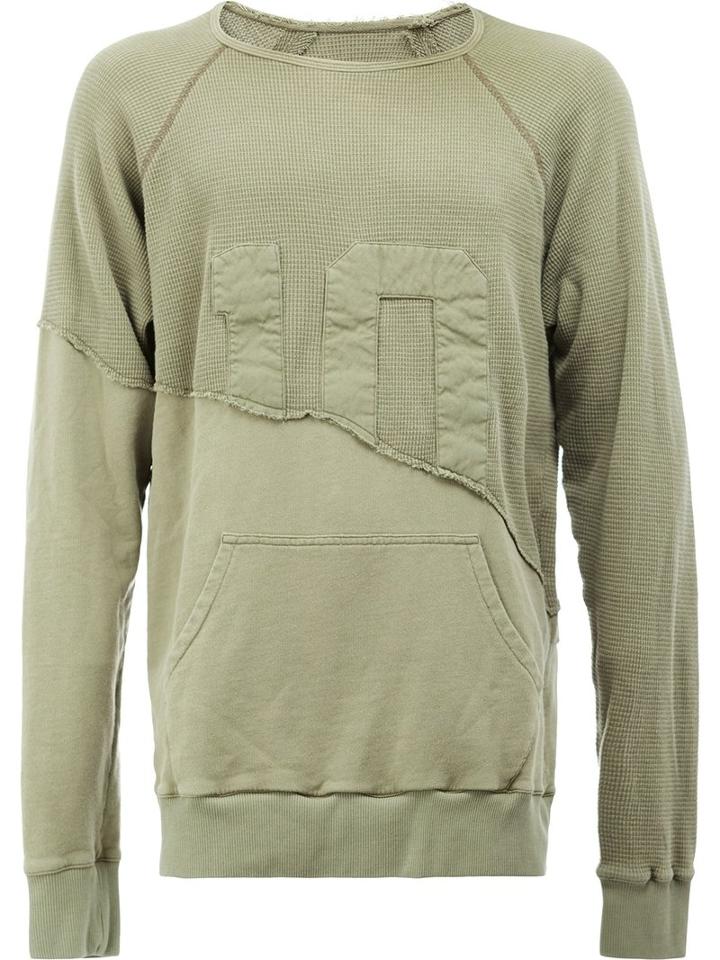 Greg Lauren Panelled Sweatshirt, Size: 4, Green, Cotton
