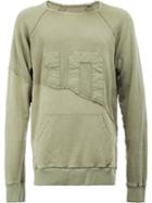Greg Lauren Panelled Sweatshirt, Size: 4, Green, Cotton