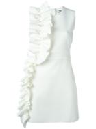 Msgm Ruffle Detail Dress, Women's, Size: 38, White, Polyester/viscose/spandex/elastane