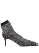 Le Silla Crystal-embellished Mesh Ankle Boots - Black