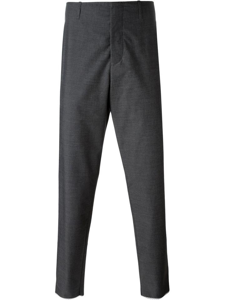 Moncler Gamme Bleu Tapered Contrast Trim Trousers, Men's, Size: 3, Grey, Cupro/polyester/cotton
