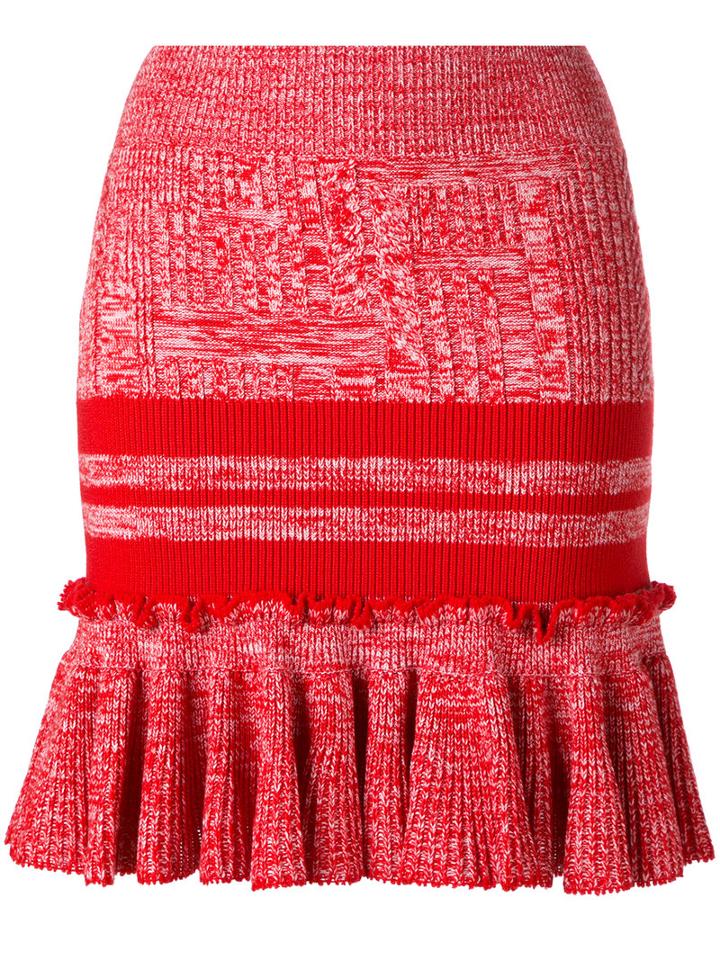 Alexander Mcqueen Knitted Peplum Skirt, Women's, Size: Xs, Red, Wool/silk/polyamide/spandex/elastane