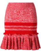 Alexander Mcqueen Knitted Peplum Skirt, Women's, Size: Xs, Red, Wool/silk/polyamide/spandex/elastane