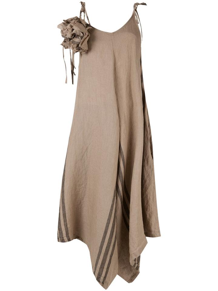 Aleksandr Manamïs Oversized Floral Appliqué Dress - Brown