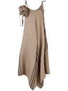 Aleksandr Manamïs Oversized Floral Appliqué Dress - Brown