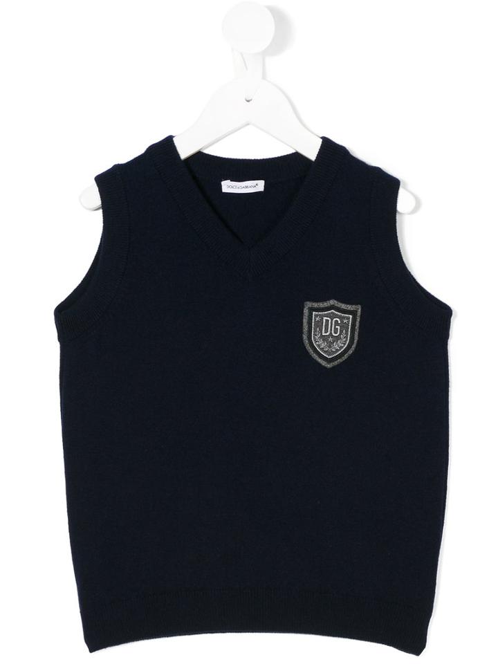 Dolce & Gabbana Kids - Knitted Vest - Kids - Cashmere - 10 Yrs, Blue