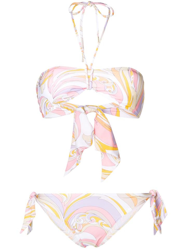 Emilio Pucci Printed Bandeau Bikini Set - White