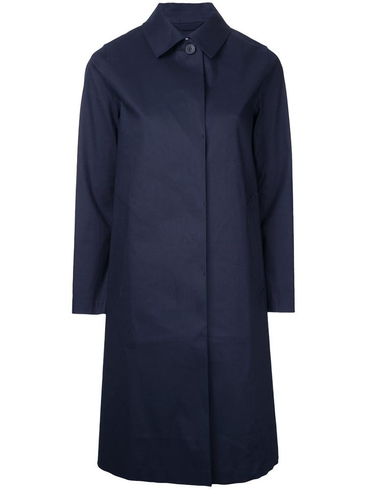 Mackintosh - Button-down Coat - Women - Cotton - 34, Women's, Blue, Cotton