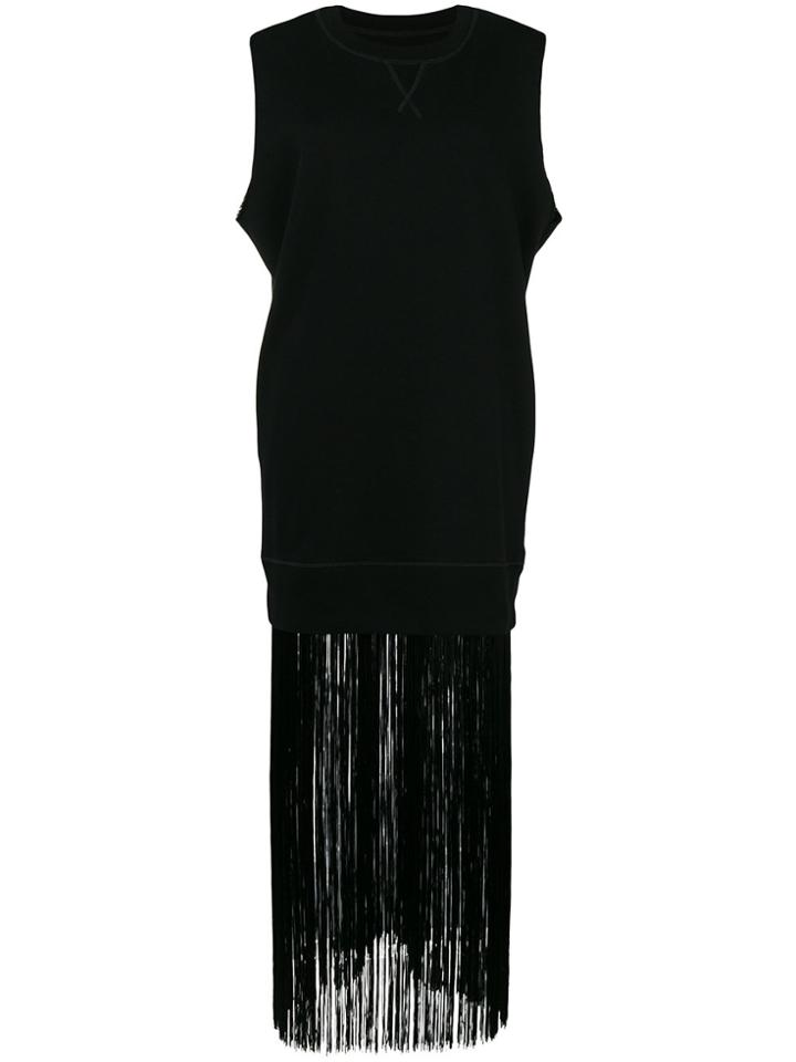 Mm6 Maison Margiela Fringed Sweat Tank Dress - Black