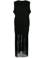 Mm6 Maison Margiela Fringed Sweat Tank Dress - Black
