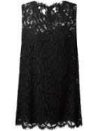 Dolce & Gabbana Floral Lace Dress, Women's, Size: 42, Black, Rayon/viscose/cotton/cotton