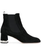 Miu Miu Crystal-embellished Ankle Boots - Black