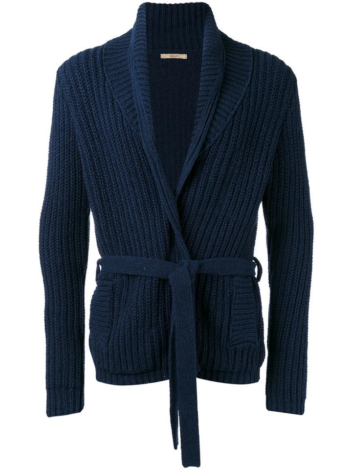 Nuur - Belted Cardigan - Men - Cotton/nylon - 52, Blue, Cotton/nylon