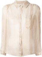 Mes Demoiselles - Sheer Striped Blouse - Women - Polyester/viscose - 36, Nude/neutrals, Polyester/viscose