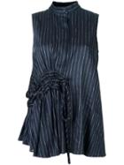 Victoria Victoria Beckham Pinstripe Top, Women's, Size: 12, Blue, Cotton/linen/flax/spandex/elastane/silk