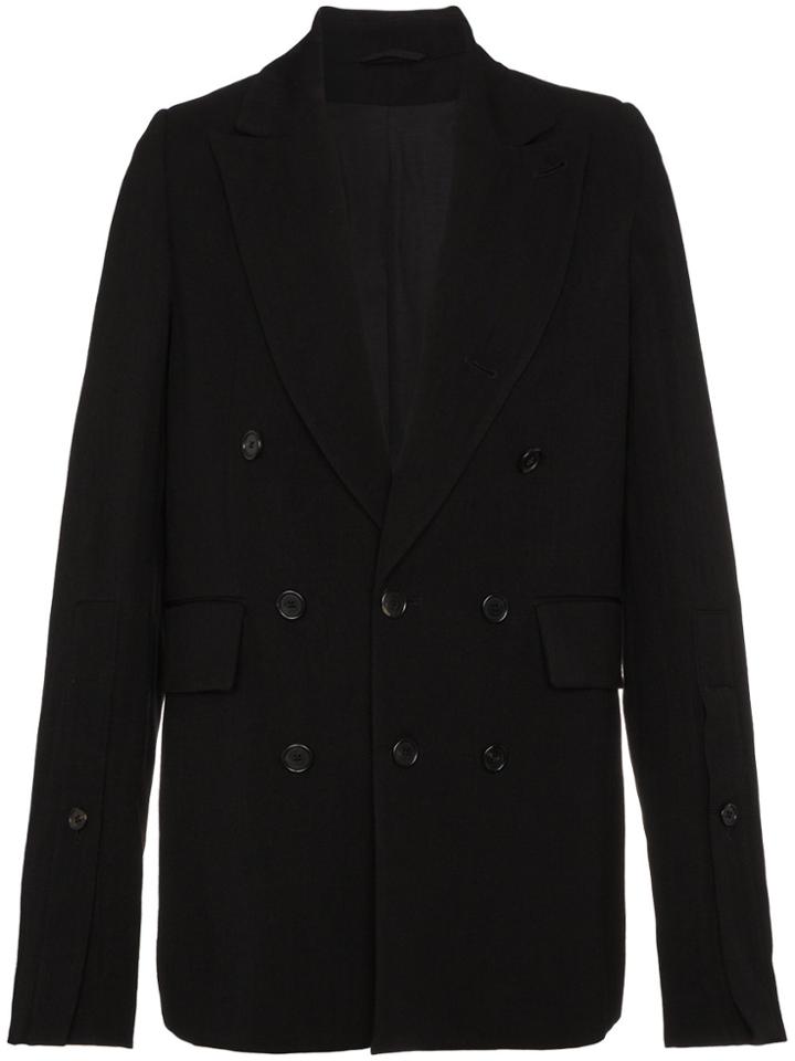 Ann Demeulemeester Alpaca Blend Double Breasted Blazer - Black