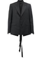 Y / Project Back Buttoned Pinstripe Blazer, Men's, Size: Large, Black, Acetate/wool