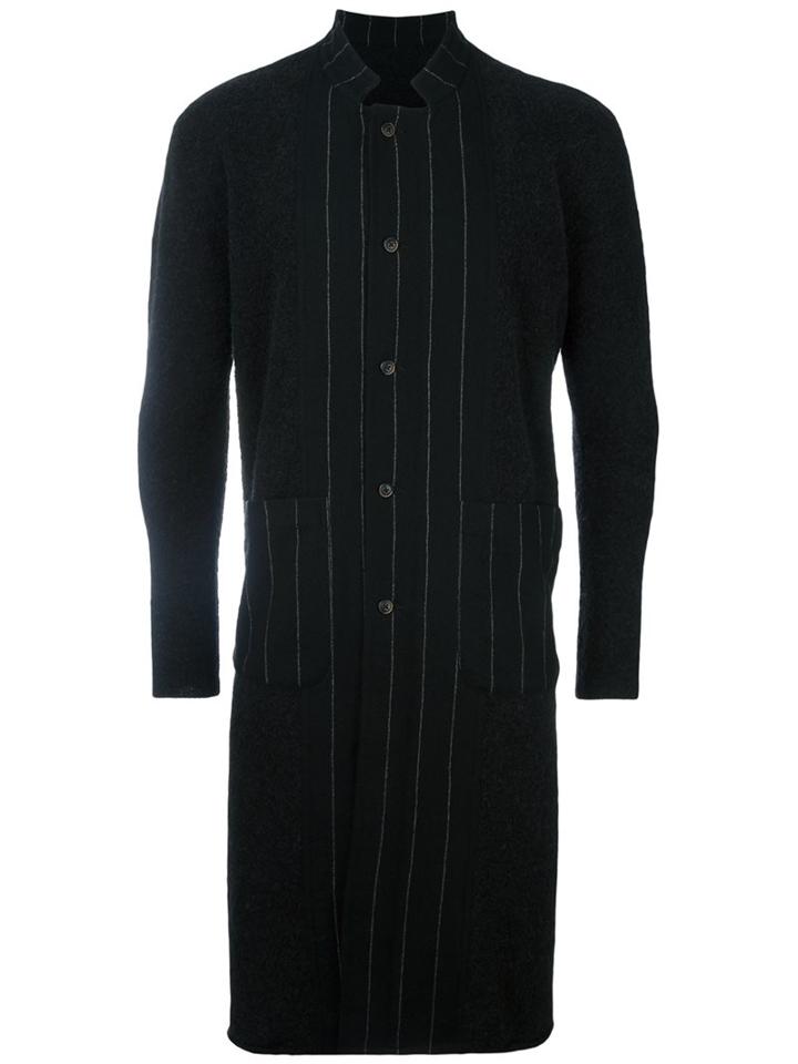 Uma Wang Stripe Detail Coat, Men's, Size: Small, Black, Nylon/alpaca