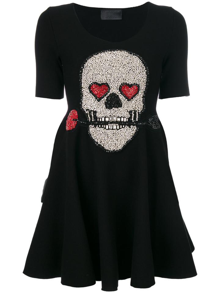 Philipp Plein Embellished Skull Dress - Black