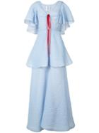 Rosie Assoulin Textured Ribbon V-neck Dress, Women's, Size: 4, Blue, Silk/cotton/polyamide