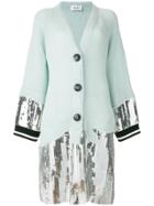 Aviù Long Sequin Trim Cardigan - Green