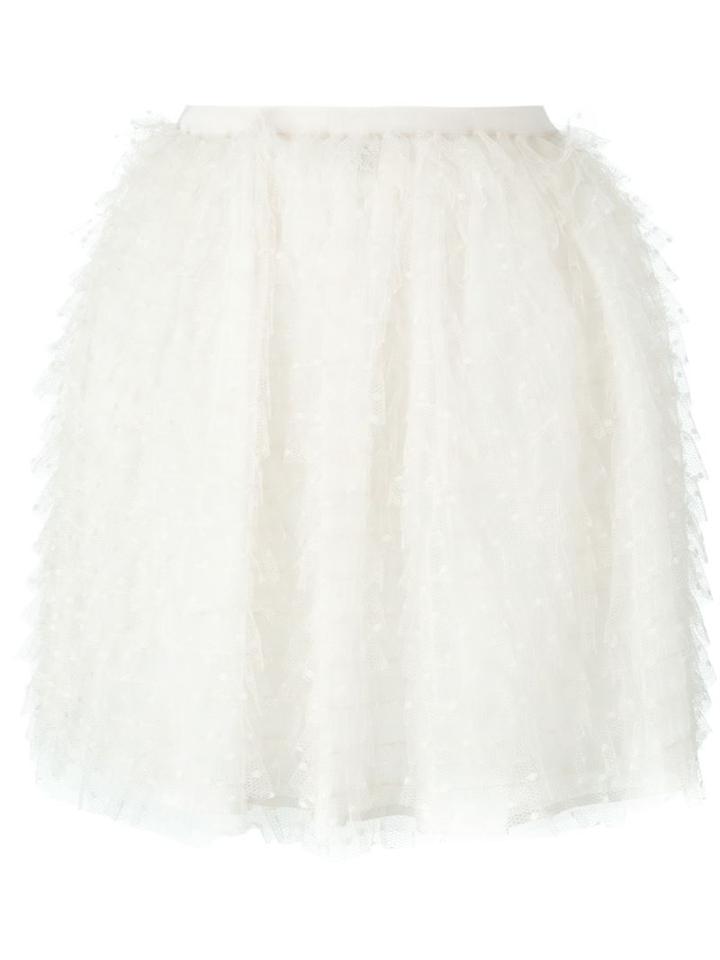 Red Valentino Ruffled Mini Skirt, Women's, Size: 40, White, Cotton/polyamide
